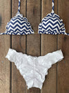 Bikini Wide Sides Ripple Zigzag Navy