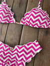 Bikini Wide Sides Ripple Zigzag Pink