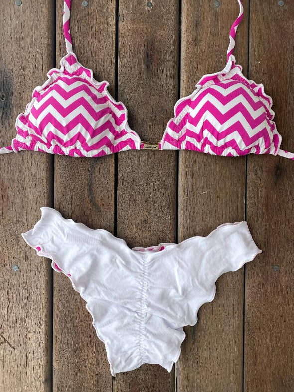 Bikini Wide Sides Ripple Zigzag Pink