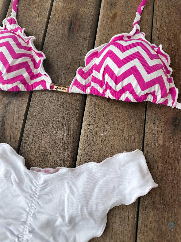 Bikini Wide Sides Ripple Zigzag Pink