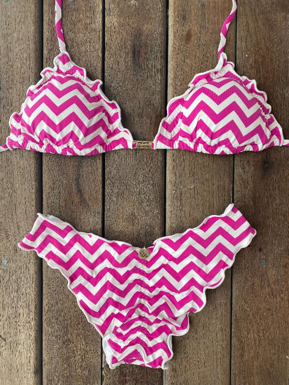 Bikini Wide Sides Ripple Zigzag Pink