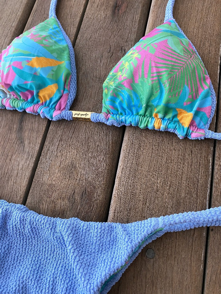 Bikini Tie Sides Beau Blue (textured / fully reversible)